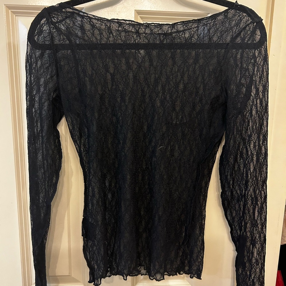 Urban outfitters, out from under: black lace long sleeve top, size M NWT